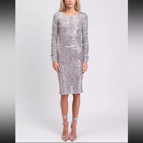 PATRIZIA PEPE silver sequin part dress Sizs XS-S NWT - Picture 5 of 9
